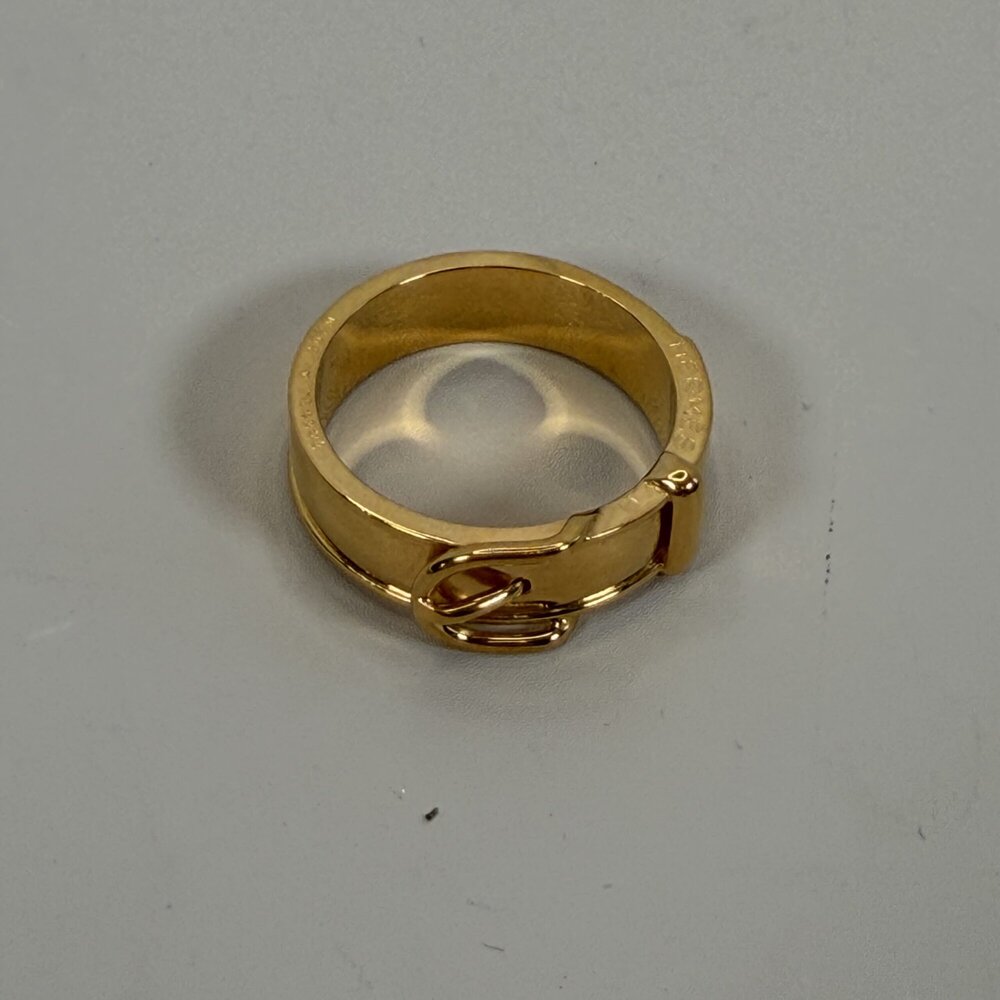 Hermès Gold-Tone Belt Buckle Scarf Ring / Ring size 9.5-10